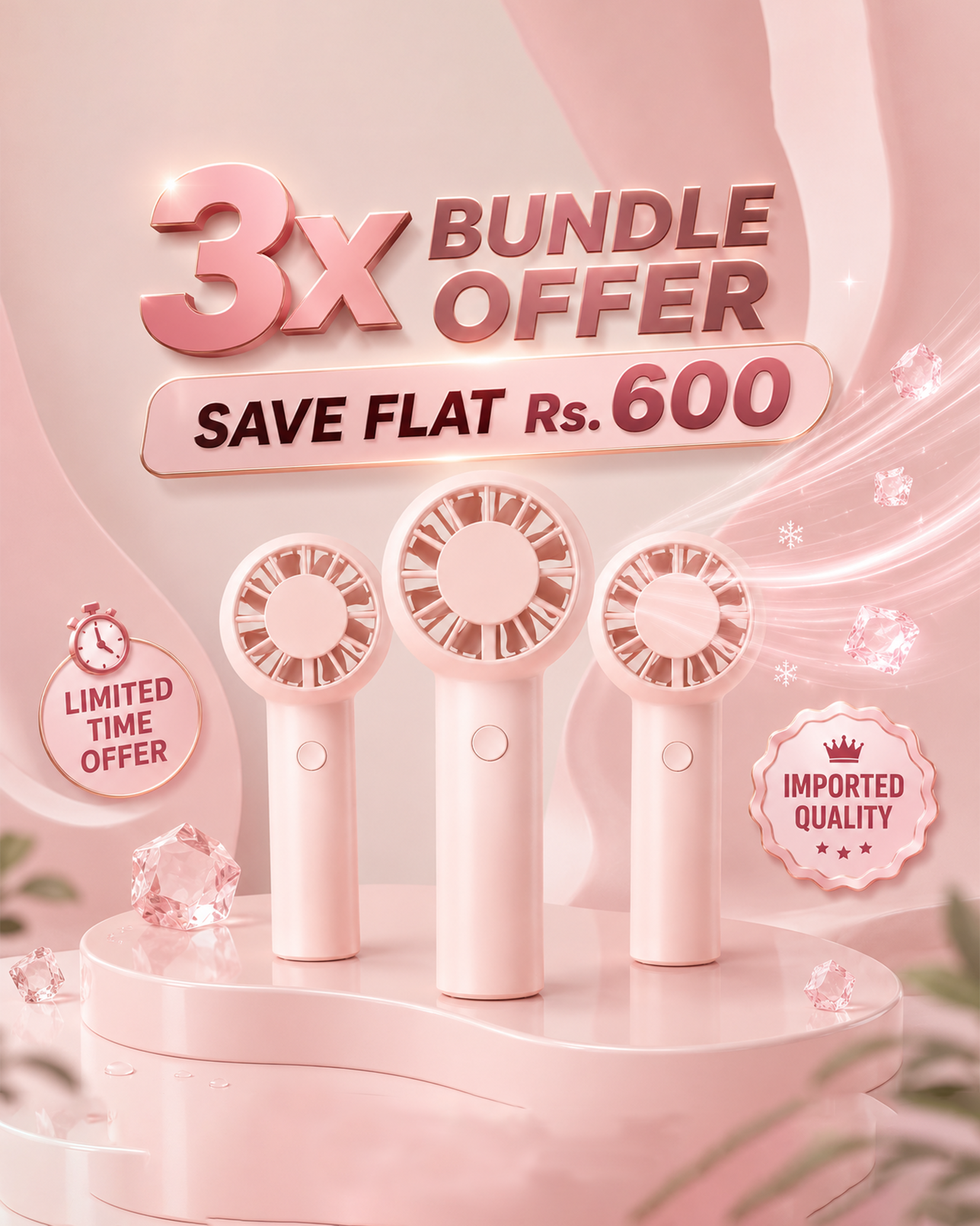 3x Bundle YK-02 Mini Pocket Fan (Imported) – Save Flat Rs. 600